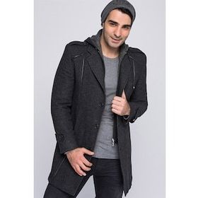 Dewberry Plt8334 Siyah Desenli Erkek Palto