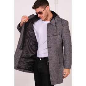 Dewberry PLT8335 Diagonal Gri Erkek Palto