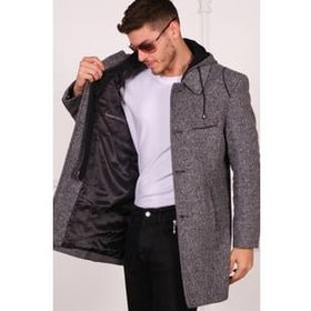 Dewberry PLT8335 Diagonal Gri Erkek Palto