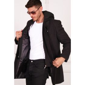 Dewberry PLT8335 Diagonal Siyah Erkek Palto