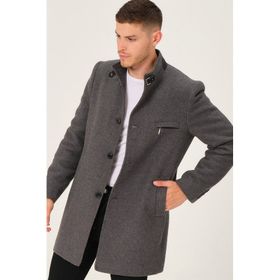 Dewberry PLT8367 Düz Gri Erkek Palto