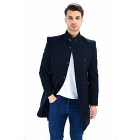 Dewberry PLT8367 Düz Lacivert Erkek Palto