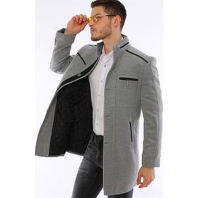 Dewberry Plt8369 Gri Erkek Palto