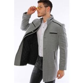 Dewberry Plt8369 Gri Erkek Palto