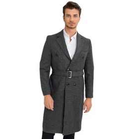 Dewberry Plt8382 Antrasit Desenli Erkek Palto