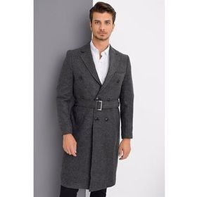 Dewberry Plt8382 Antrasit Desenli Erkek Palto