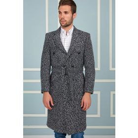 Dewberry PLT8382 Lacivert Desenli Erkek Palto