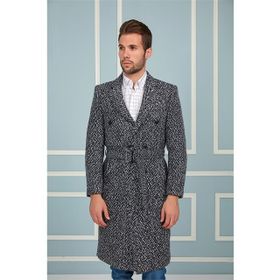 Dewberry PLT8382 Lacivert Desenli Erkek Palto