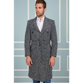 Dewberry PLT8382 Lacivert Desenli Erkek Palto