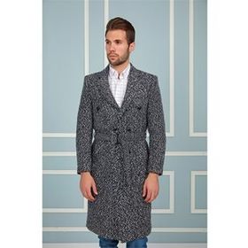 Dewberry PLT8382 Lacivert Desenli Erkek Palto