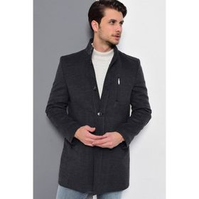 Dewberry Plt8386 Antrasit Desenli Erkek Palto