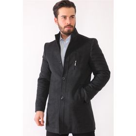 Dewberry Plt8386 Antrasit Desenli Erkek Palto