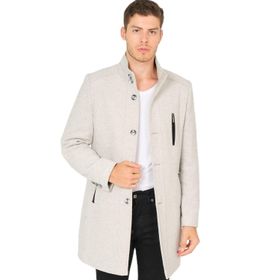 Dewberry PLT8386 Desenli Açık Gri Erkek Palto
