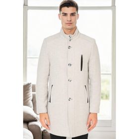 Dewberry PLT8386 Desenli Açık Gri Erkek Palto