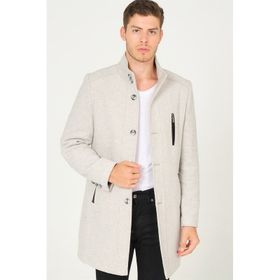 Dewberry PLT8386 Desenli Açık Gri Erkek Palto