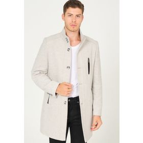 Dewberry PLT8386 Desenli Açık Gri Erkek Palto