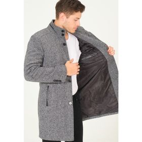 Dewberry PLT8386 Siyah Gri Erkek Palto