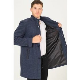 Dewberry PLT8386 Siyah Mavi Erkek Palto