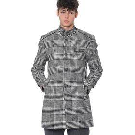 Dewberry PLT8391 Siyah Desenli Erkek Palto
