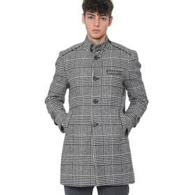 Dewberry PLT8391 Siyah Desenli Erkek Palto