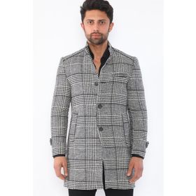 Dewberry PLT8391 Siyah Desenli Erkek Palto