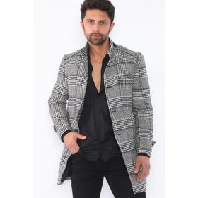 Dewberry PLT8391 Siyah Desenli Erkek Palto