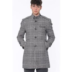 Dewberry PLT8391 Siyah Desenli Erkek Palto