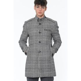 Dewberry PLT8391 Siyah Desenli Erkek Palto