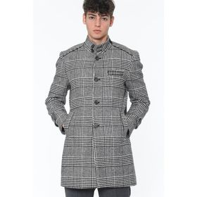 Dewberry PLT8391 Siyah Desenli Erkek Palto