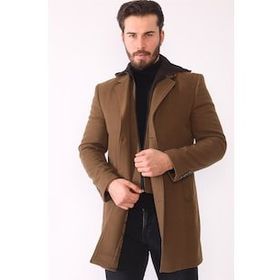 Dewberry PLT8395 Camel Battal Erkek Palto