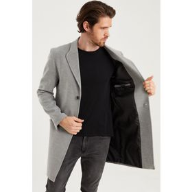 Dewberry Plt8398 Gri Erkek Palto