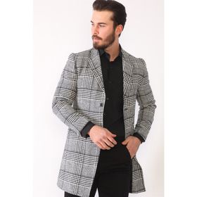 Dewberry PLT8398 Siyah Ekose Erkek Palto