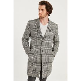 Dewberry PLT8398 Siyah Ekose Erkek Palto