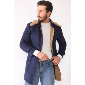Dewberry PLT8399 Süet Görünümlü Lacivert Erkek Palto