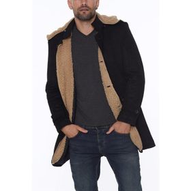 Dewberry PLT8399 Süet Görünümlü Siyah Erkek Palto
