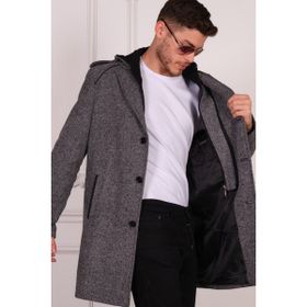Dewberry PLT8401 Desenli Gri Erkek Palto