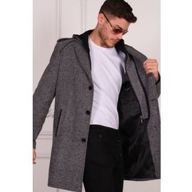 Dewberry PLT8401 Desenli Gri Erkek Palto