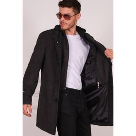Dewberry PLT8401 Desenli Siyah Erkek Palto