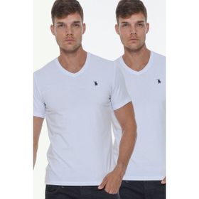 Dewberry T8568 Beyaz V Yaka Erkek T-Shirt İkili Set