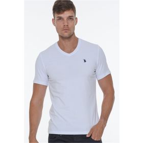 Dewberry T8568 V Yaka Beyaz Erkek T-shirt