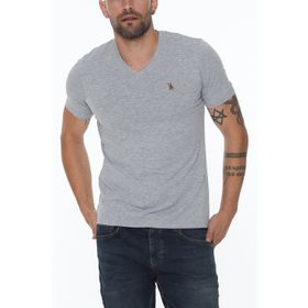 Dewberry T8568 V Yaka Gri Erkek T-shirt