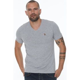 Dewberry T8568 V Yaka Gri Erkek T-shirt