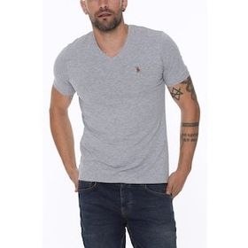 Dewberry T8568 V Yaka Gri Erkek T-shirt