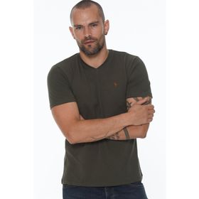 Dewberry T8568 V Yaka Haki Erkek T-shirt