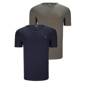 Dewberry T8568 V Yaka Haki Erkek T-shirt