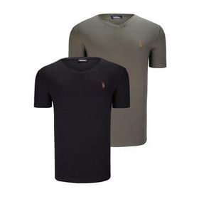 Dewberry T8568 V Yaka Haki Erkek T-shirt