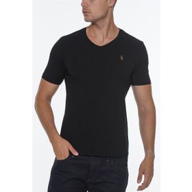 Dewberry T8568 V Yaka Siyah Erkek T-shirt