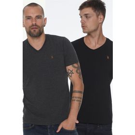 Dewberry T8568 V Yaka Siyah Erkek T-shirt