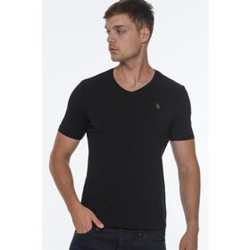 Dewberry T8568 V Yaka Siyah Erkek T-shirt