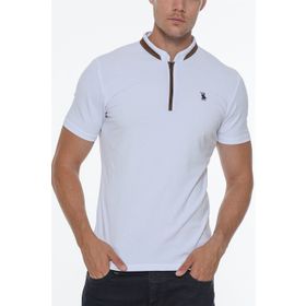 Dewberry T8571 Fermuarlı Beyaz Erkek T-shirt